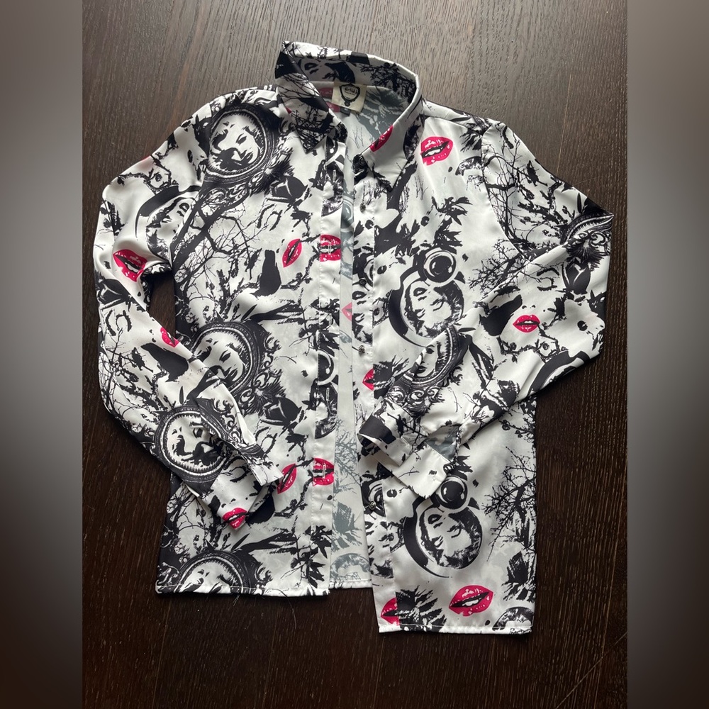 🐆 Parker NoNo Marilyn Monroe Button Up Shirt Blouse